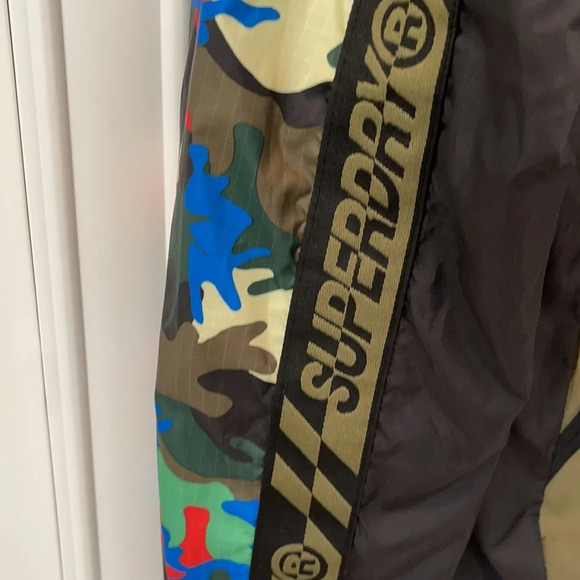 Superdry taped logo camo jacket windbreaker khaki green size M - Picture 2 of 15